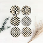 Spring Ceramic Coasters Set of 4 Courtly Check Designs Absorbent Drink Coasters for Table Protection - Che Cose Belle
