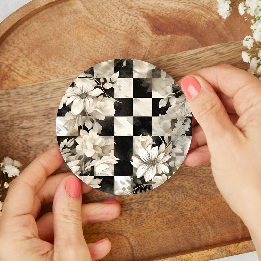 Spring Ceramic Coasters Set of 4 Courtly Check Designs Absorbent Drink Coasters for Table Protection - Che Cose Belle