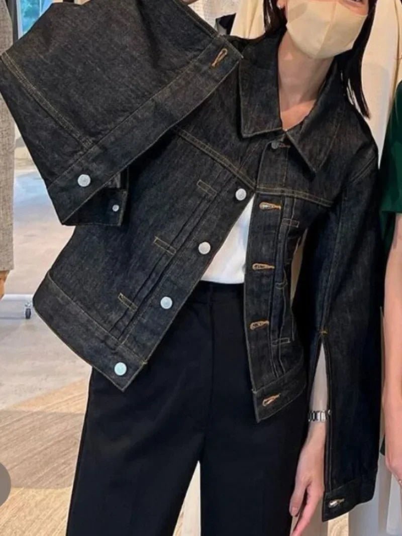 Spring New Vintage Casual Jeans Jacket Women Turn-down Collar Loose Sleeve Fashion Denim Coat Japanese All-match Outwears - Che Cose Belle