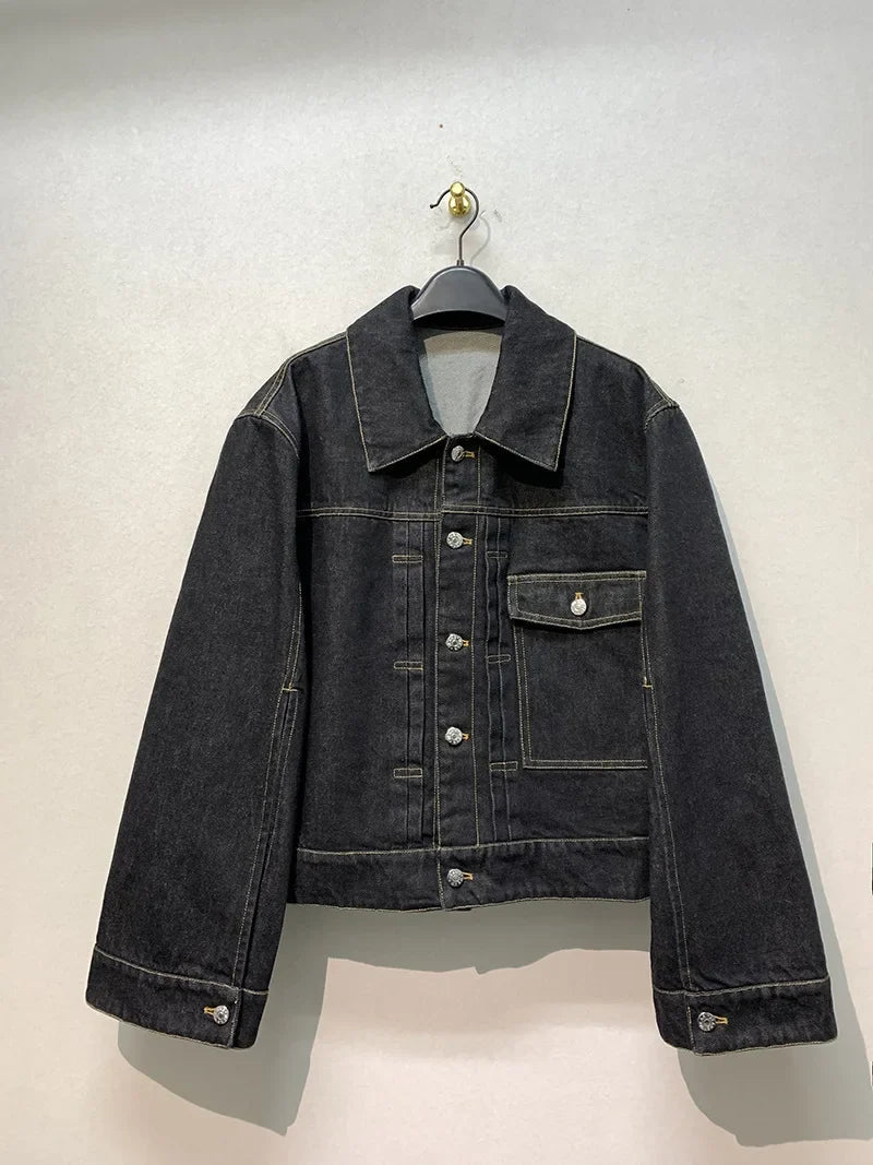 Spring New Vintage Casual Jeans Jacket Women Turn-down Collar Loose Sleeve Fashion Denim Coat Japanese All-match Outwears - Che Cose Belle
