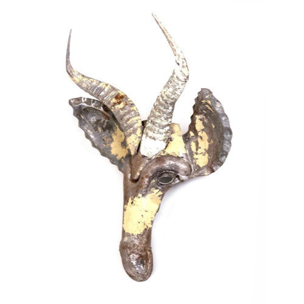 Springbok Animal Mask - Recycled Metal Wall Art - Che Cose Belle