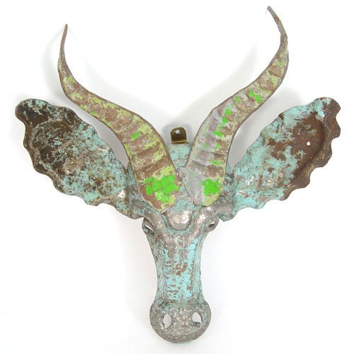 Springbok Animal Mask - Recycled Metal Wall Art - Che Cose Belle