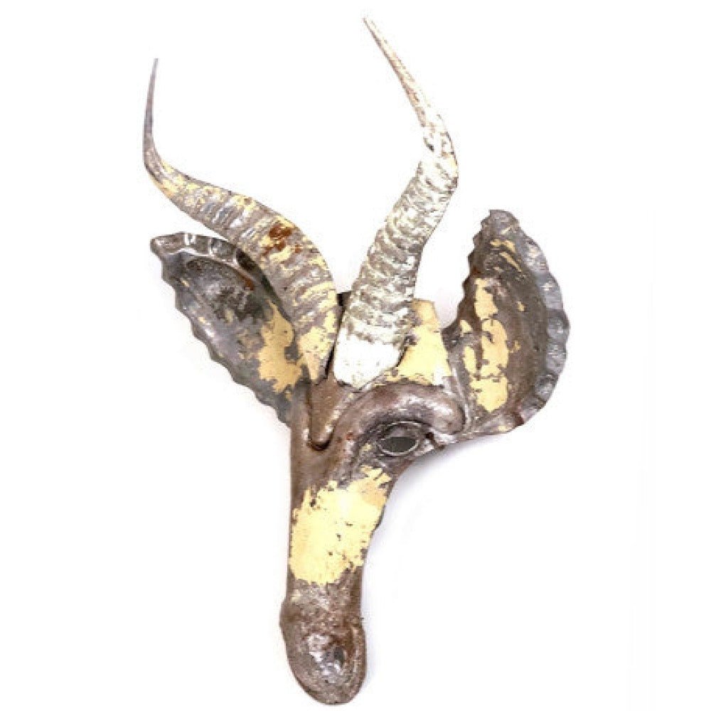 Springbok Animal Mask - Recycled Metal Wall Art - Che Cose Belle