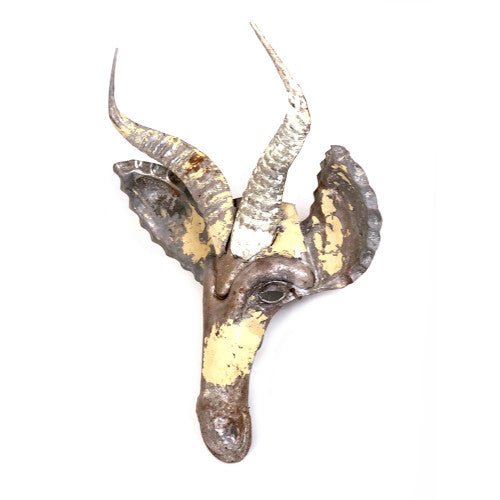 Springbok Animal Mask - Recycled Metal Wall Art - Che Cose Belle