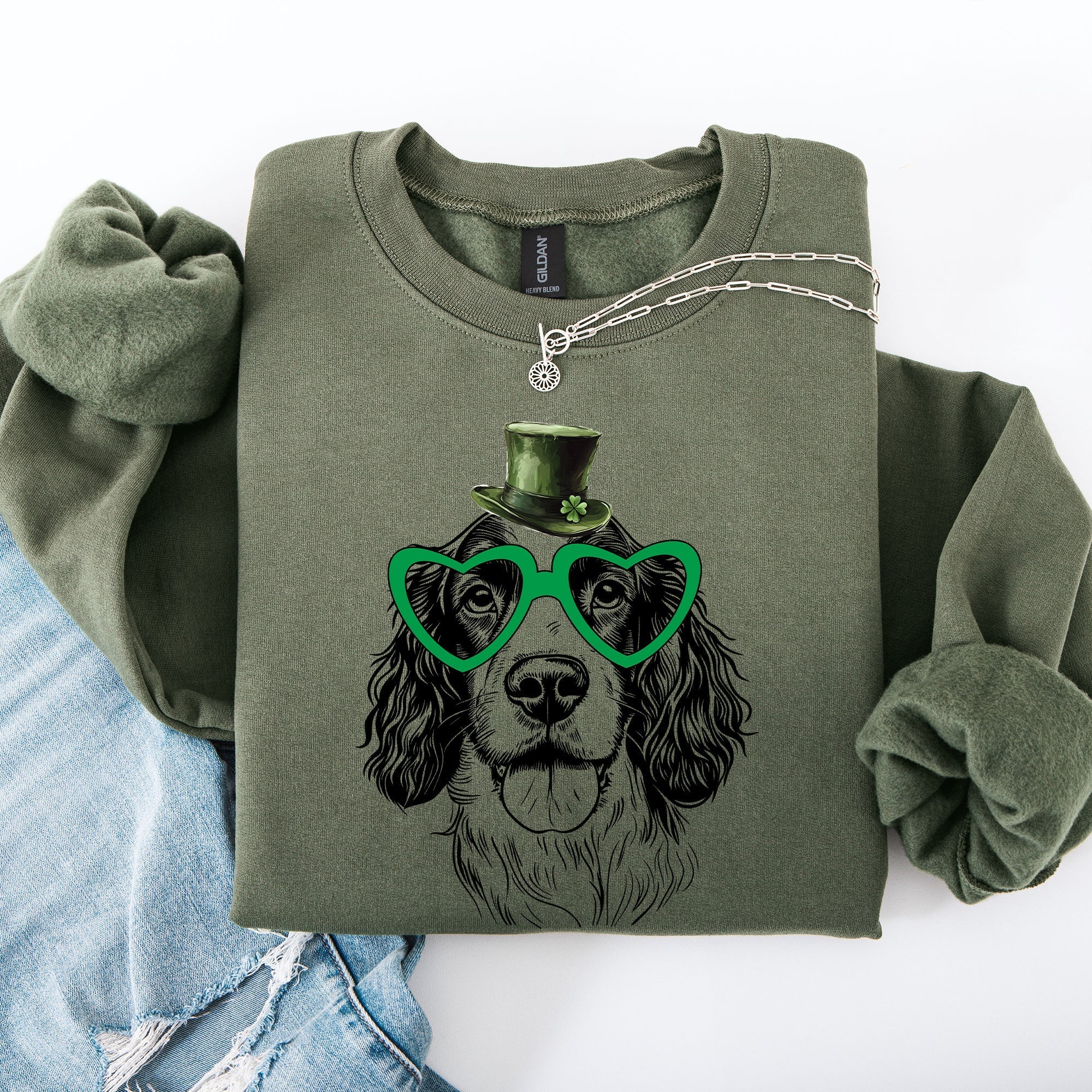 Springer Spaniel, Adorable Dog, St Patrick's Day, Lucky, Irish Sweatshirt - Che Cose Belle