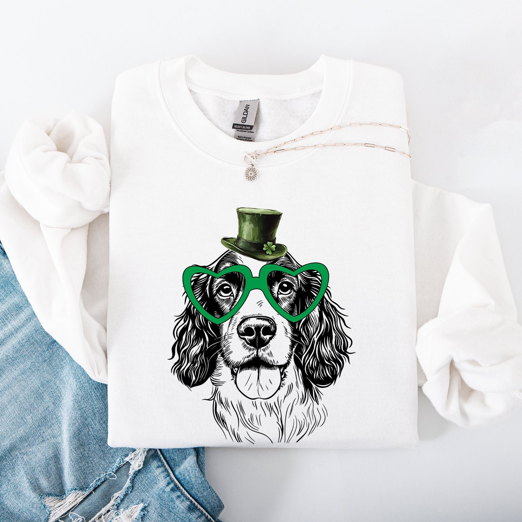 Springer Spaniel, Adorable Dog, St Patrick's Day, Lucky, Irish Sweatshirt - Che Cose Belle