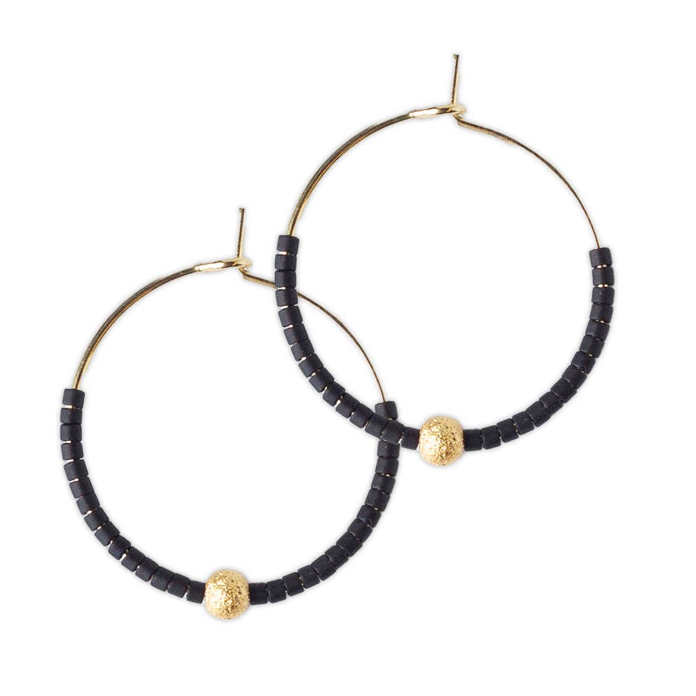 Sprinkles Hoop Earrings - Black/Gold - Che Cose Belle