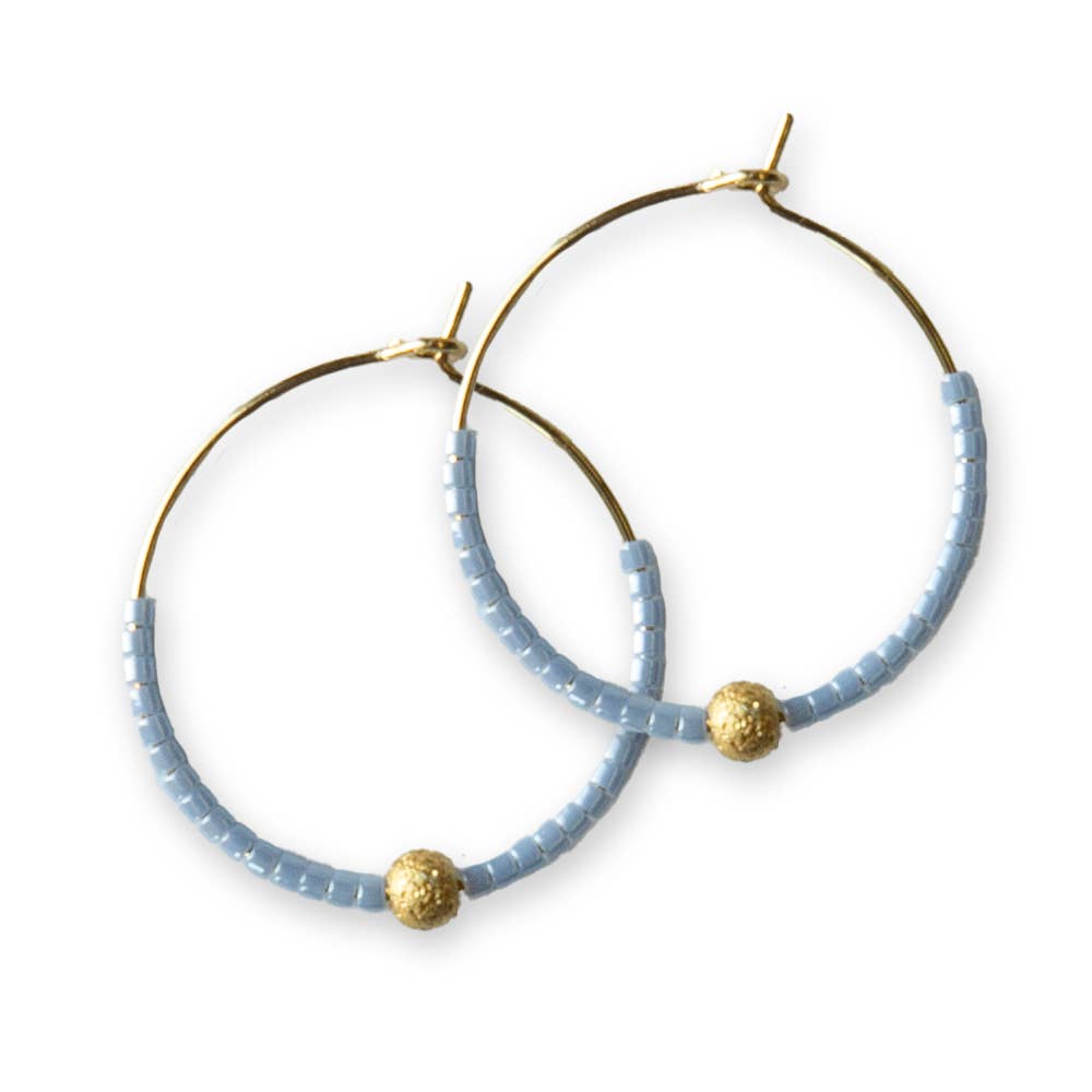 Sprinkles Hoop Earrings - Sky Blue/Gold - Che Cose Belle