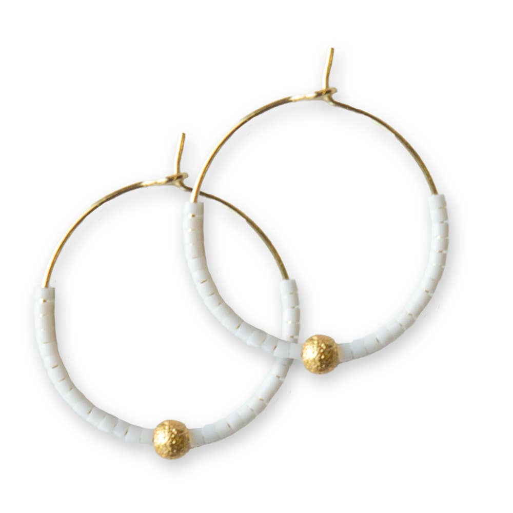Sprinkles Hoop Earrings - White/Gold - Che Cose Belle