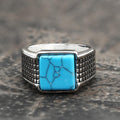 Square Turquoise Stainless Steel Ring - Che Cose Belle