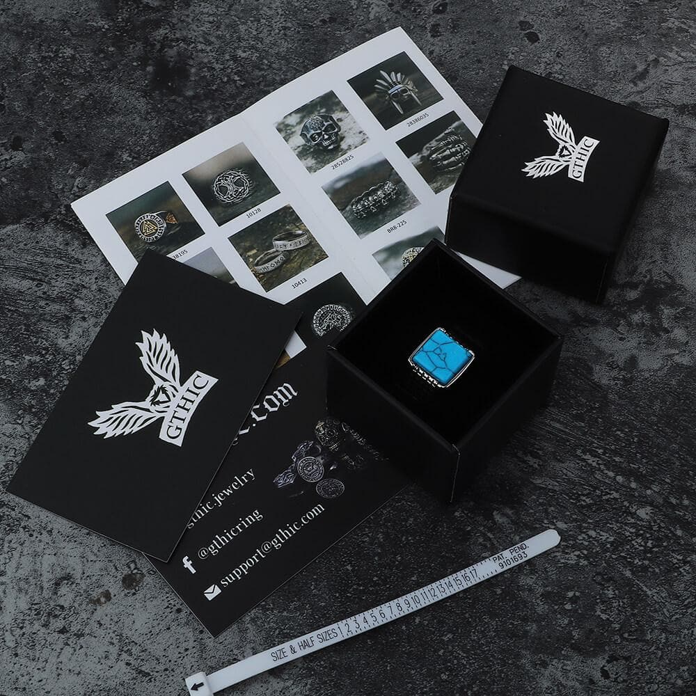 Square Turquoise Stainless Steel Ring - Che Cose Belle