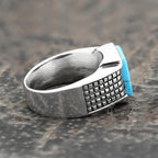 Square Turquoise Stainless Steel Ring - Che Cose Belle