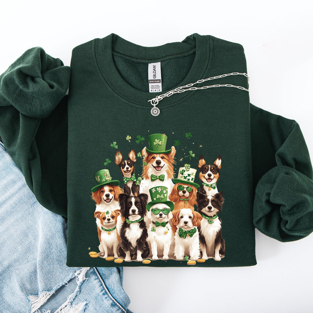St Patrick's Dogs, Adorable, St Patrick's Day, Shamrock, Clover, Lucky, Leprechaun Sweatshirt - Che Cose Belle