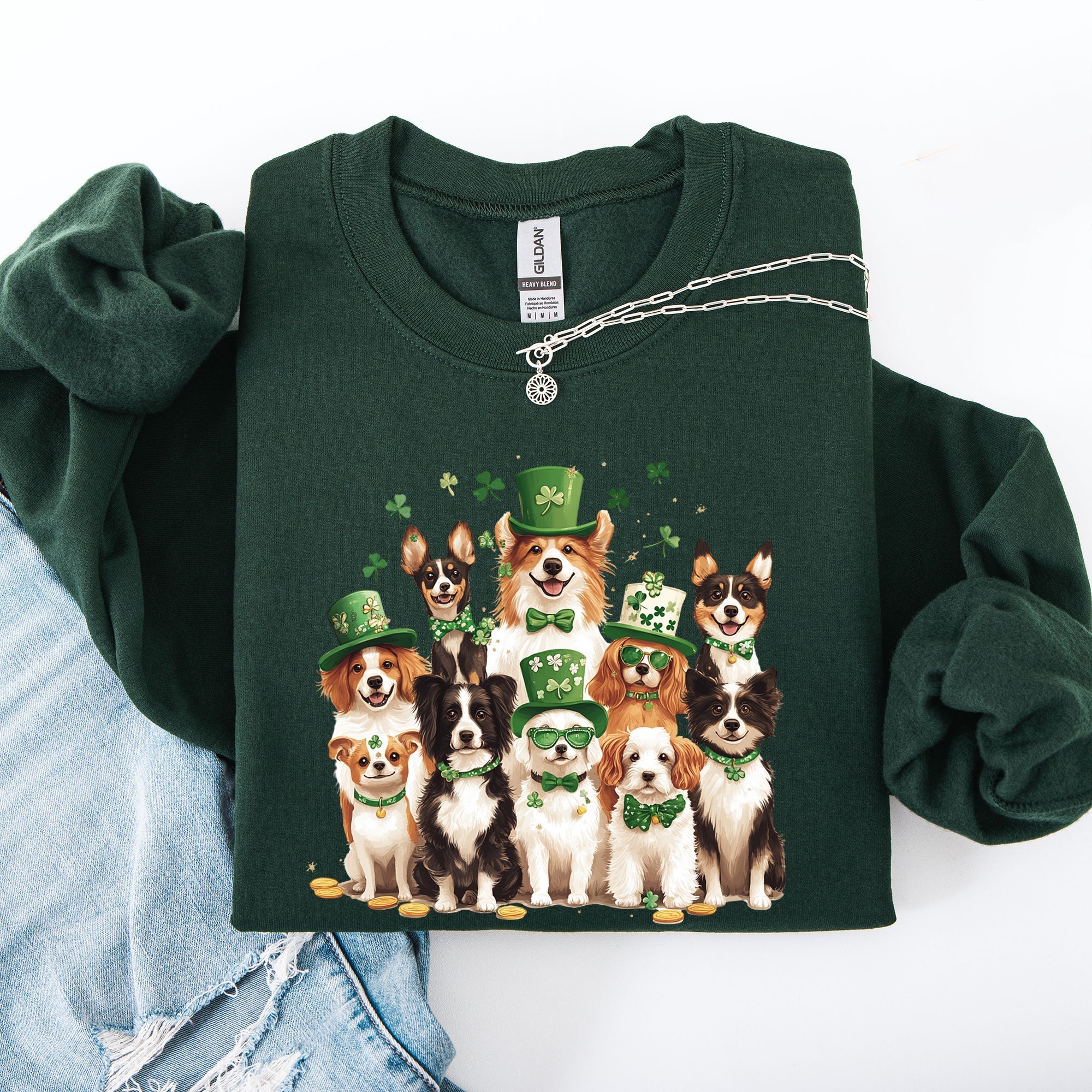 St Patrick's Dogs, Adorable, St Patrick's Day, Shamrock, Clover, Lucky, Leprechaun Sweatshirt - Che Cose Belle