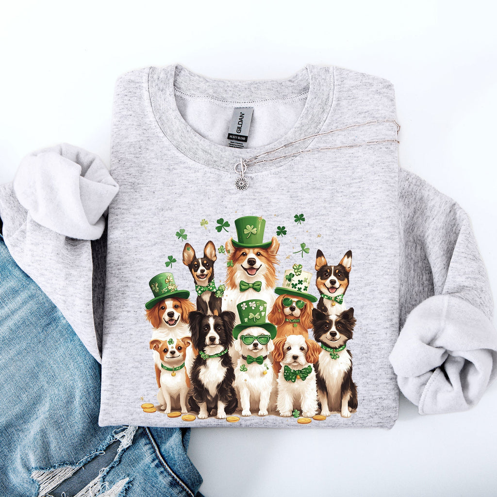 St Patrick's Dogs, Adorable, St Patrick's Day, Shamrock, Clover, Lucky, Leprechaun Sweatshirt - Che Cose Belle