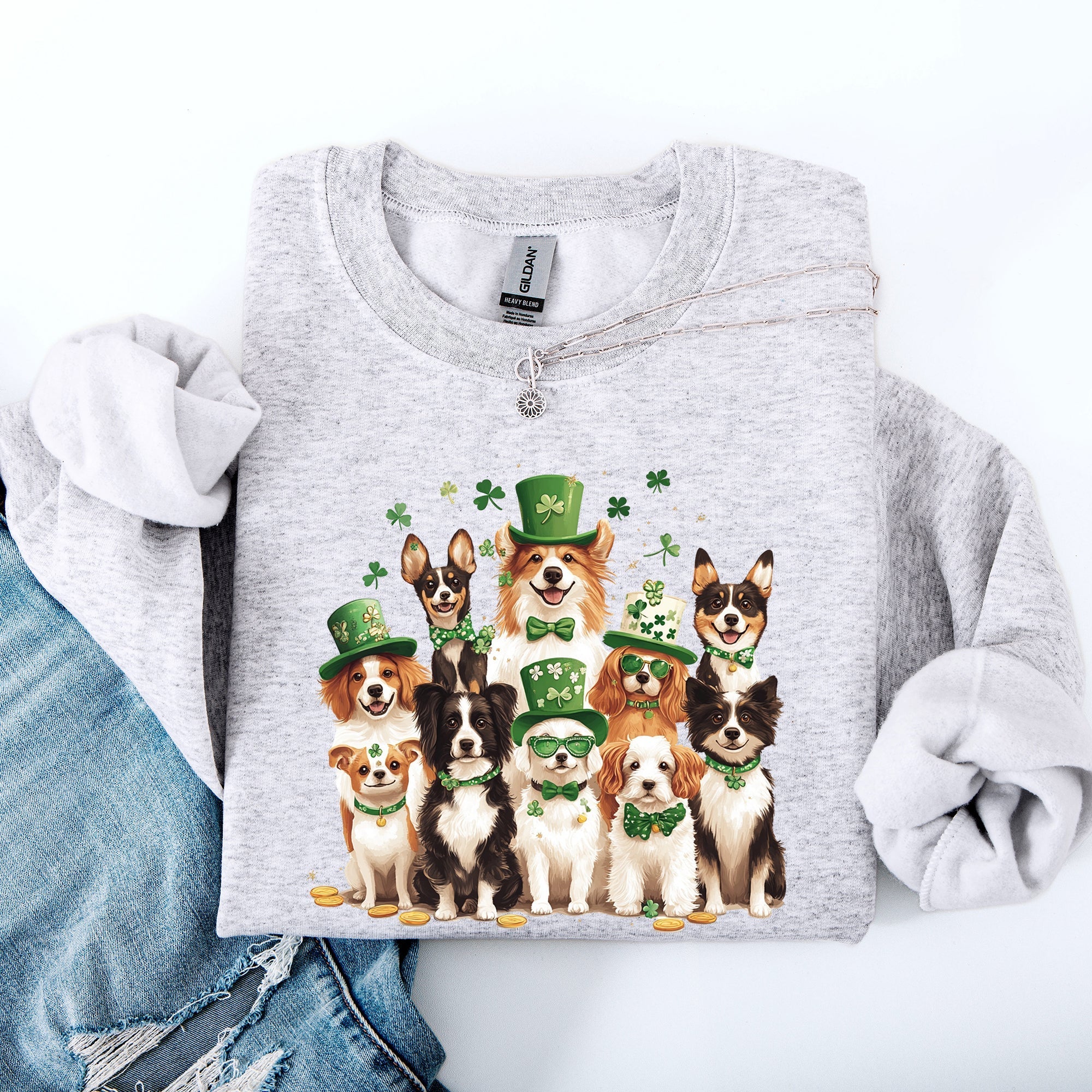 St Patrick's Dogs, Adorable, St Patrick's Day, Shamrock, Clover, Lucky, Leprechaun Sweatshirt - Che Cose Belle