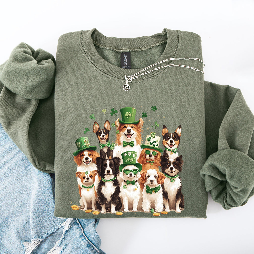 St Patrick's Dogs, Adorable, St Patrick's Day, Shamrock, Clover, Lucky, Leprechaun Sweatshirt - Che Cose Belle