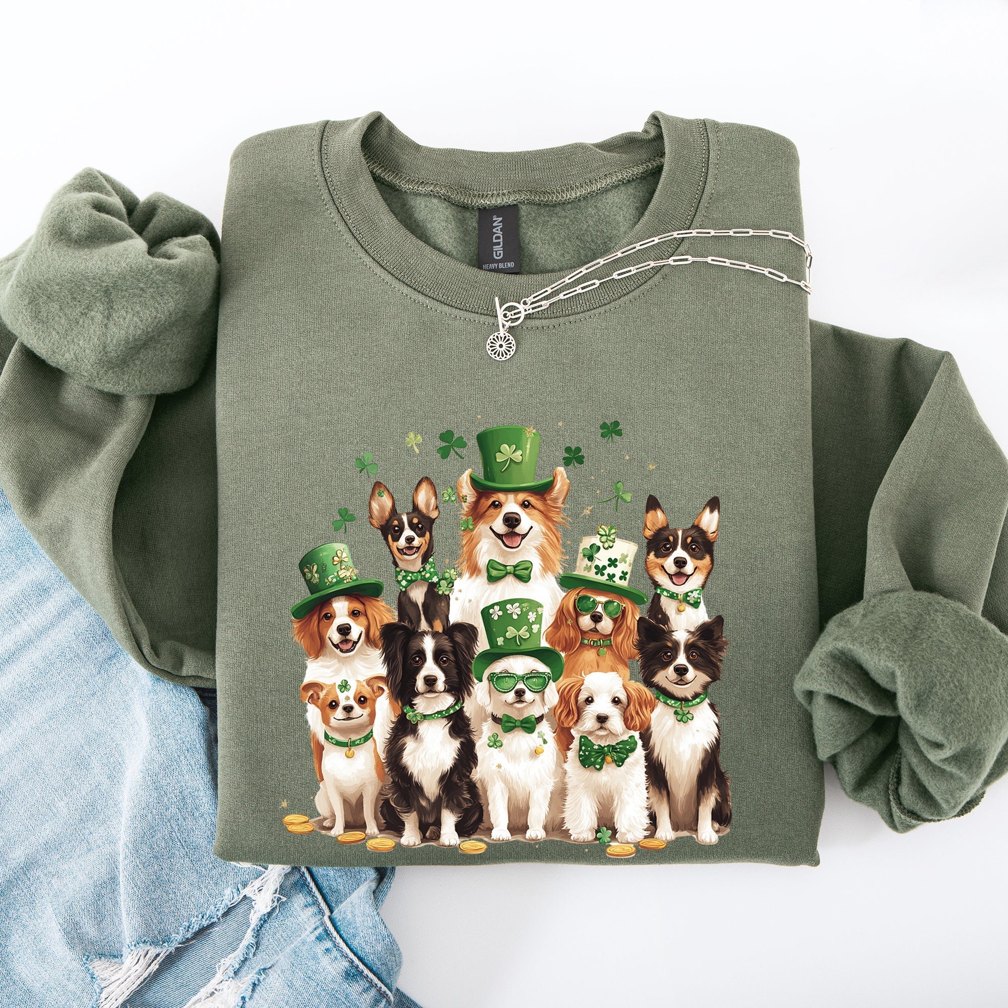 St Patrick's Dogs, Adorable, St Patrick's Day, Shamrock, Clover, Lucky, Leprechaun Sweatshirt - Che Cose Belle