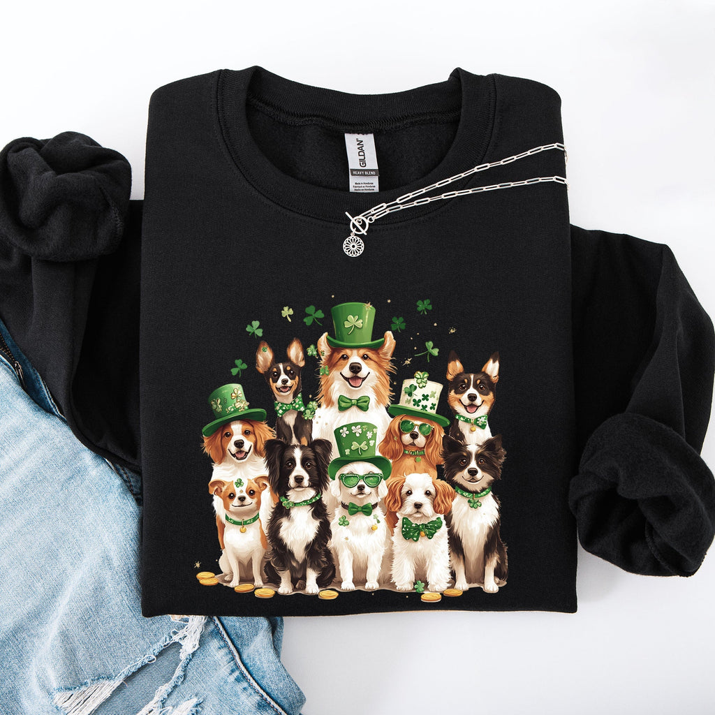 St Patrick's Dogs, Adorable, St Patrick's Day, Shamrock, Clover, Lucky, Leprechaun Sweatshirt - Che Cose Belle