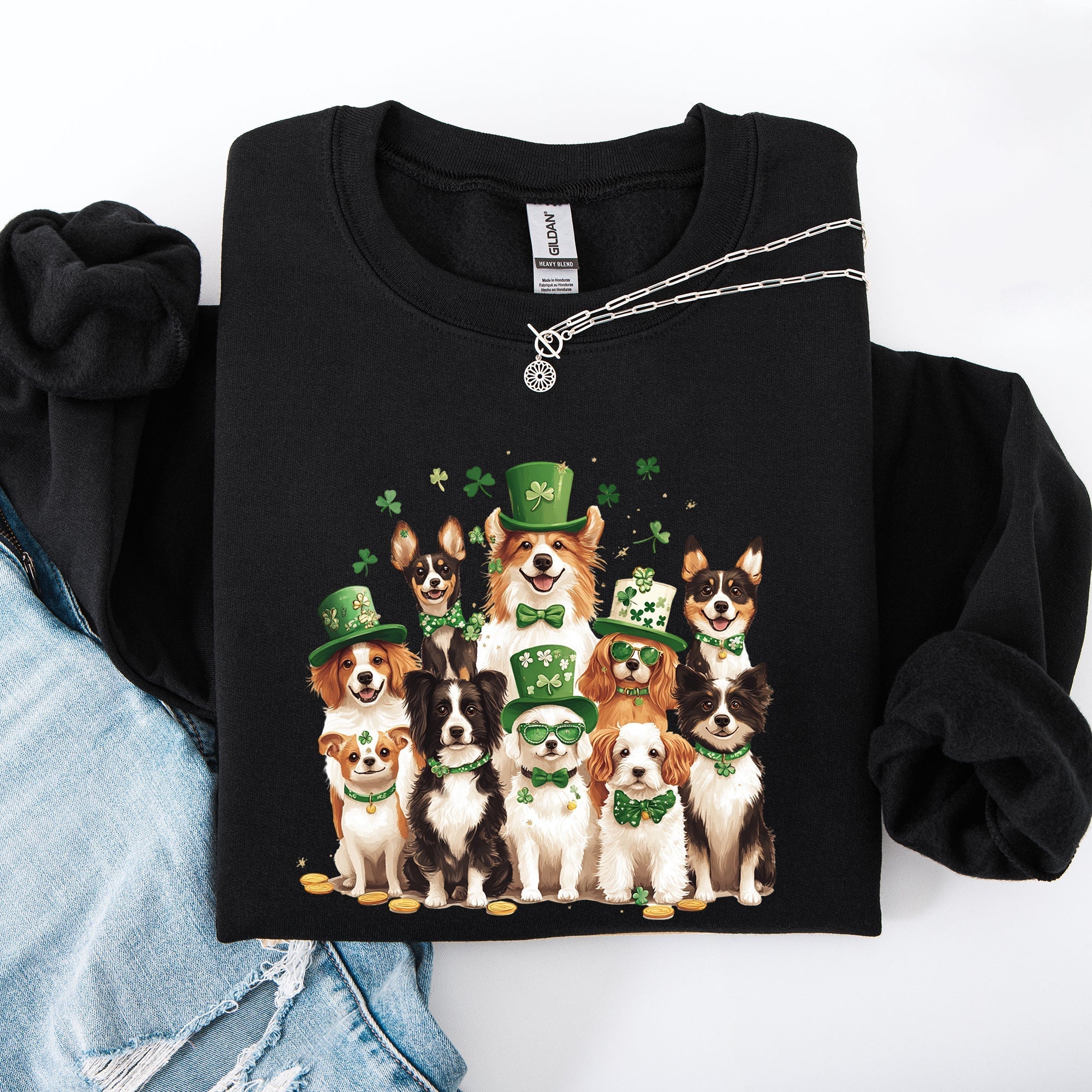 St Patrick's Dogs, Adorable, St Patrick's Day, Shamrock, Clover, Lucky, Leprechaun Sweatshirt - Che Cose Belle
