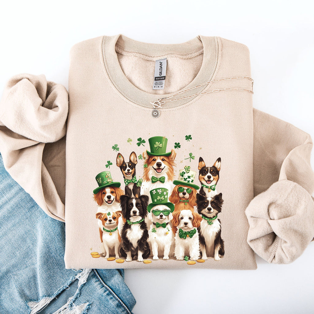 St Patrick's Dogs, Adorable, St Patrick's Day, Shamrock, Clover, Lucky, Leprechaun Sweatshirt - Che Cose Belle