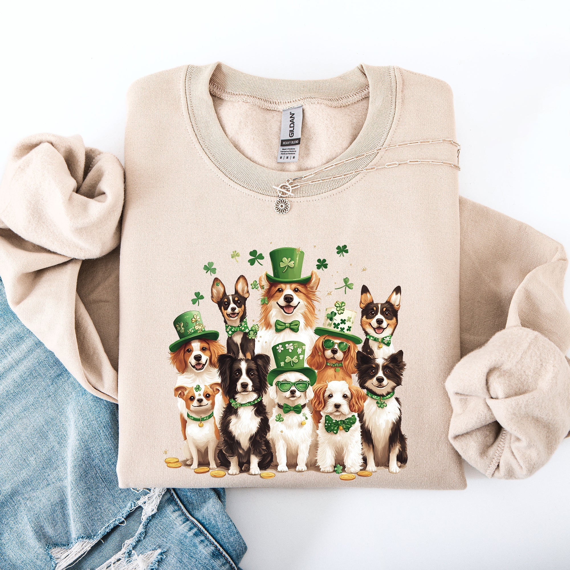 St Patrick's Dogs, Adorable, St Patrick's Day, Shamrock, Clover, Lucky, Leprechaun Sweatshirt - Che Cose Belle