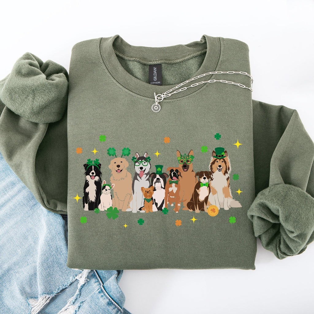 St Patrick's Dogs, Cute, St Patrick's Day, Shamrock, Clover, Lucky, Leprechaun Sweatshirt - Che Cose Belle