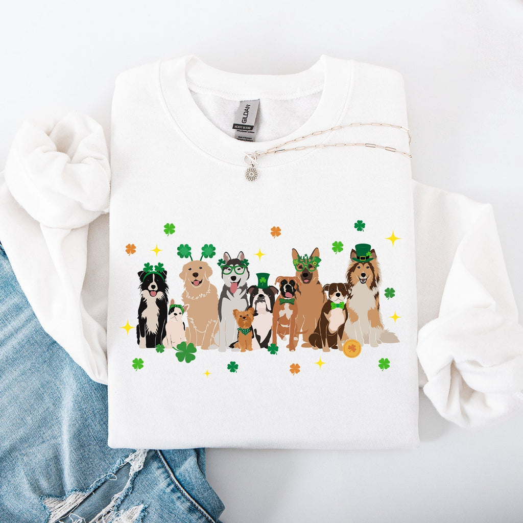 St Patrick's Dogs, Cute, St Patrick's Day, Shamrock, Clover, Lucky, Leprechaun Sweatshirt - Che Cose Belle