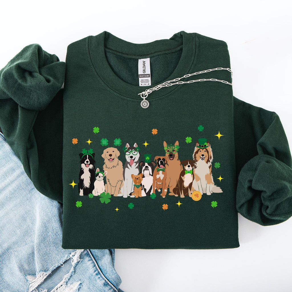 St Patrick's Dogs, Cute, St Patrick's Day, Shamrock, Clover, Lucky, Leprechaun Sweatshirt - Che Cose Belle