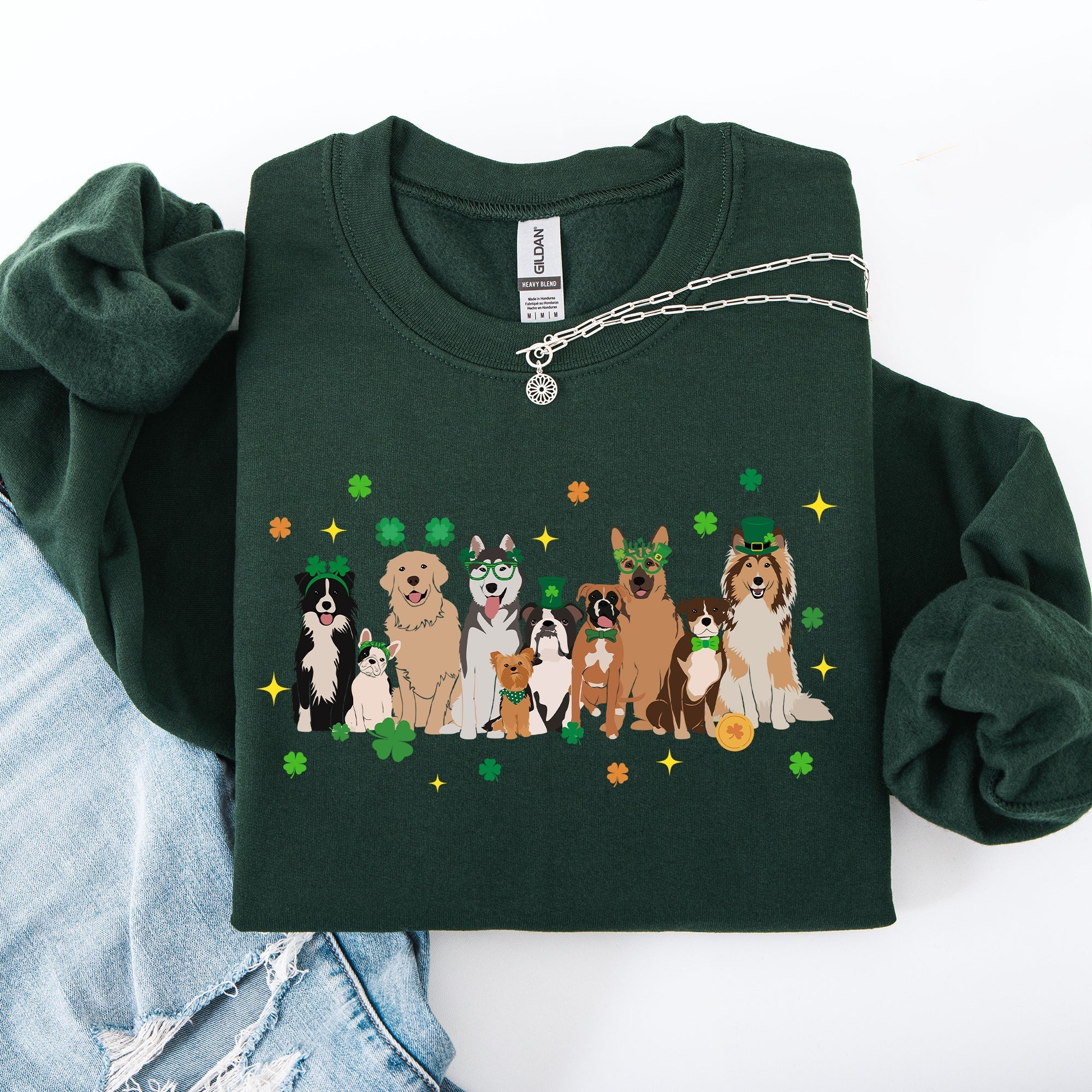 St Patrick's Dogs, Cute, St Patrick's Day, Shamrock, Clover, Lucky, Leprechaun Sweatshirt - Che Cose Belle