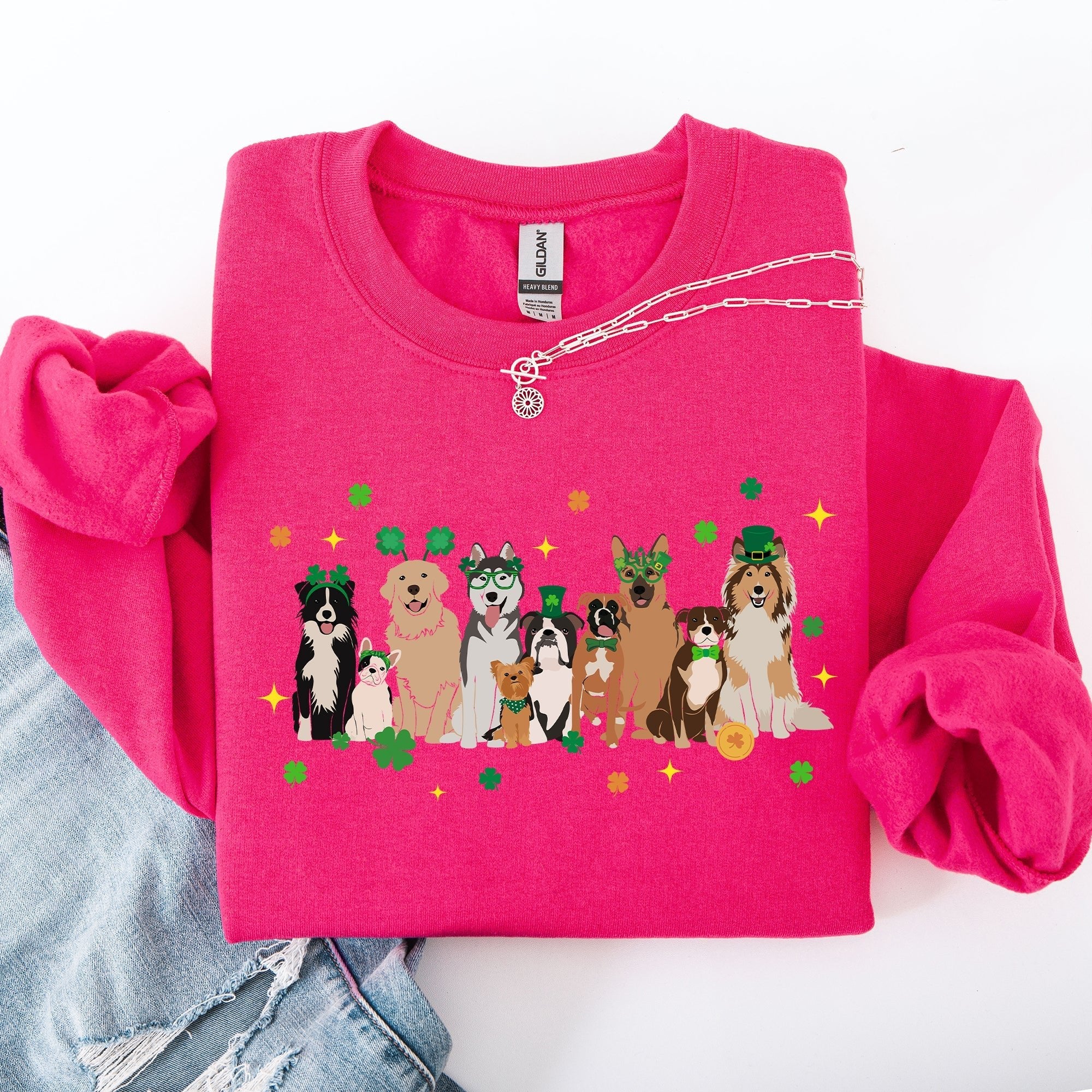 St Patrick's Dogs, Cute, St Patrick's Day, Shamrock, Clover, Lucky, Leprechaun Sweatshirt - Che Cose Belle