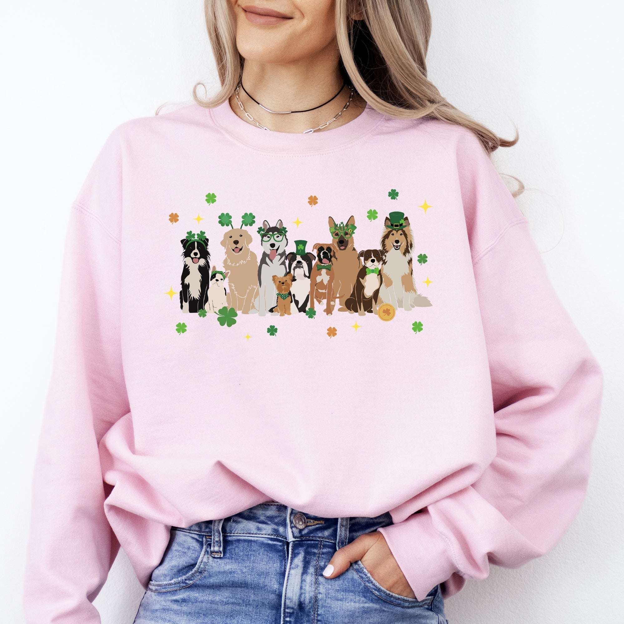 St Patrick's Dogs, Cute, St Patrick's Day, Shamrock, Clover, Lucky, Leprechaun Sweatshirt - Che Cose Belle