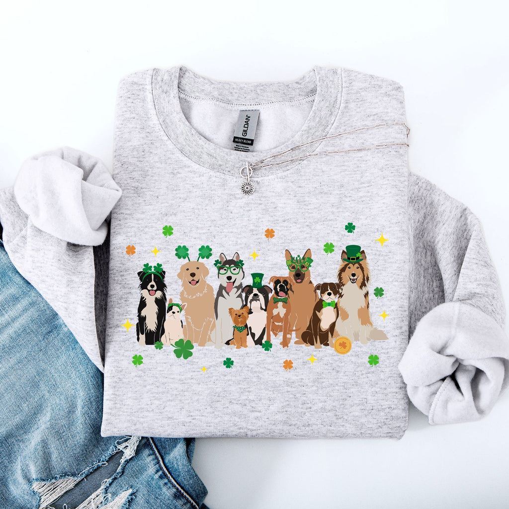 St Patrick's Dogs, Cute, St Patrick's Day, Shamrock, Clover, Lucky, Leprechaun Sweatshirt - Che Cose Belle