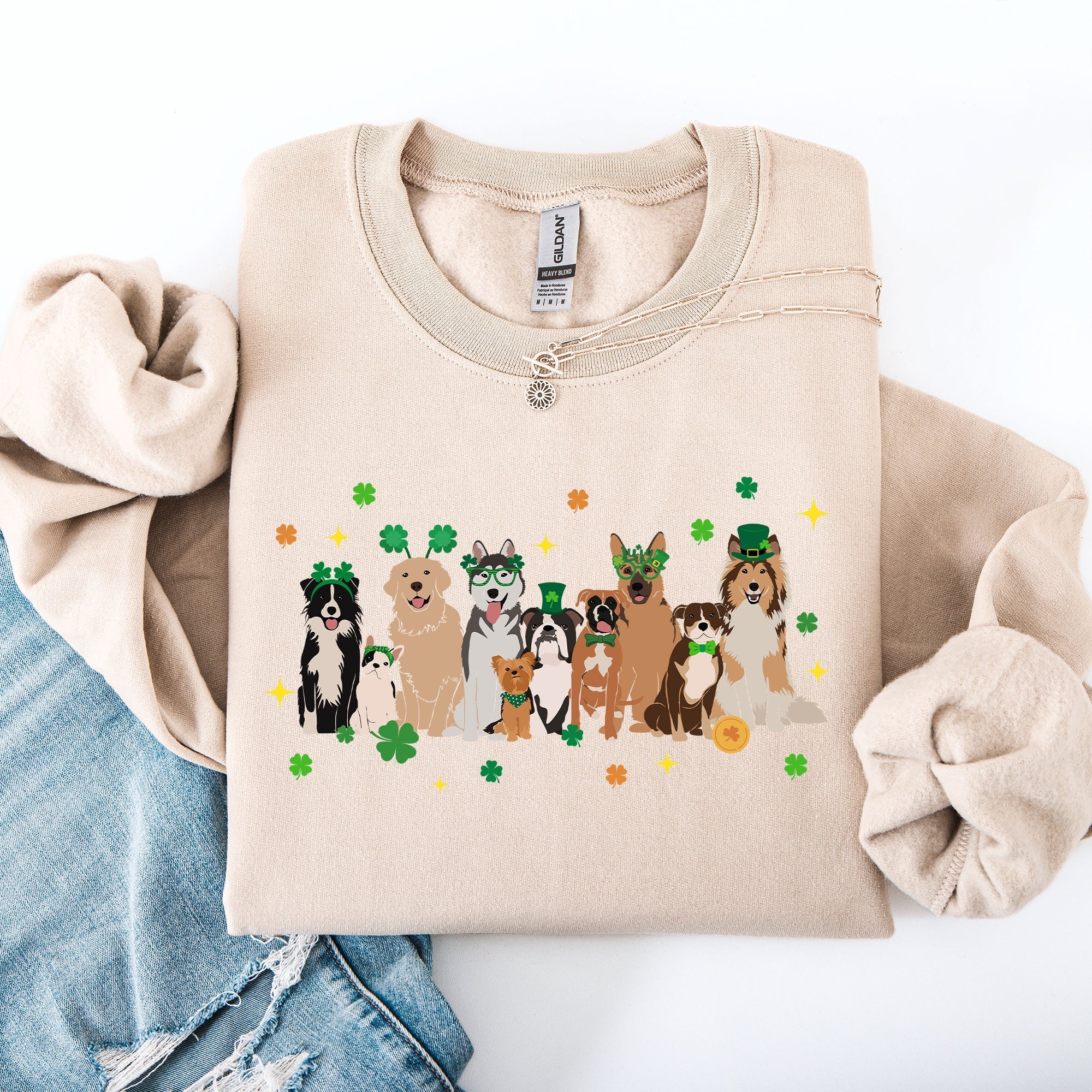 St Patrick's Dogs, Cute, St Patrick's Day, Shamrock, Clover, Lucky, Leprechaun Sweatshirt - Che Cose Belle