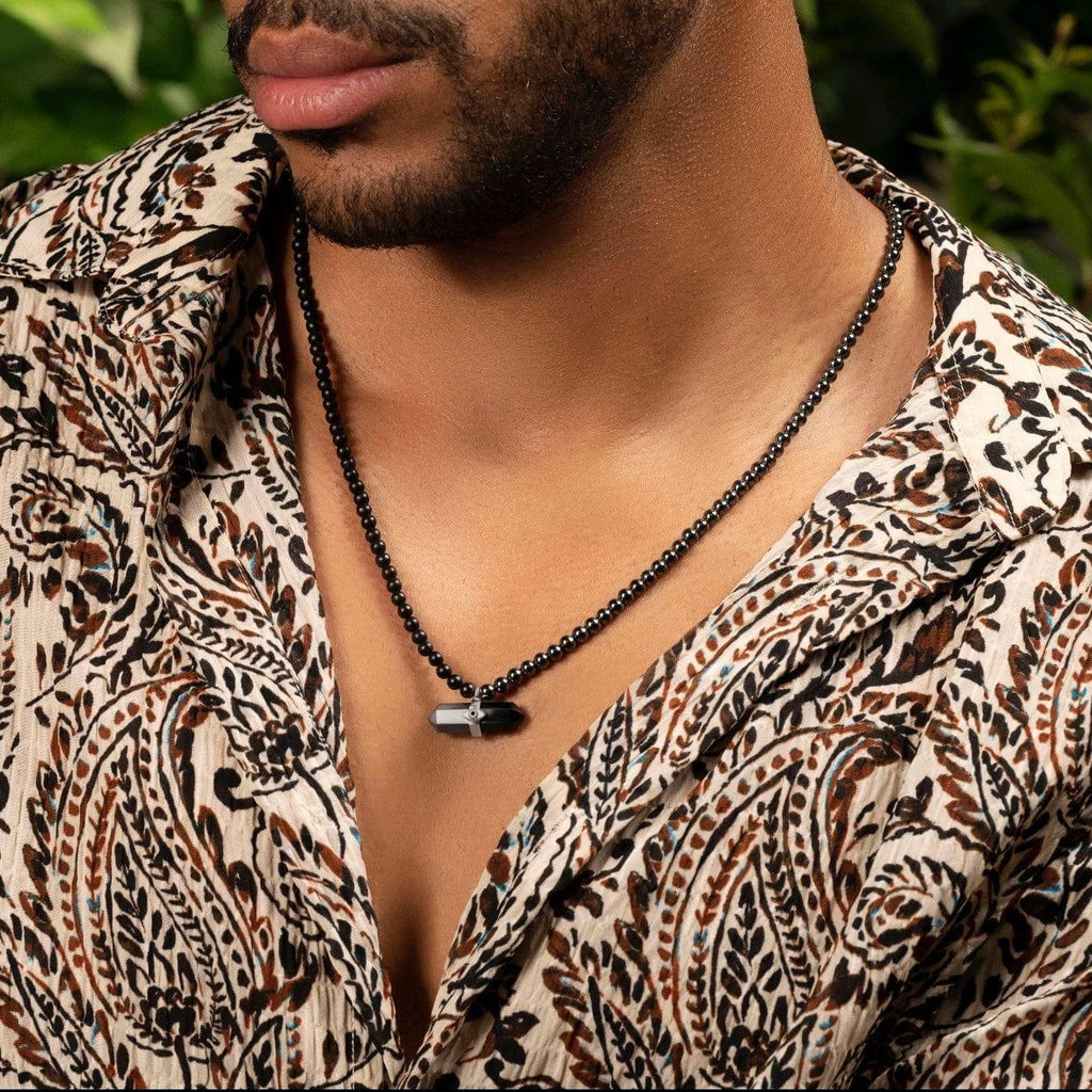 Stabilizing Energy - Hematite Onyx Evil Eye Pointer Necklace - Che Cose Belle