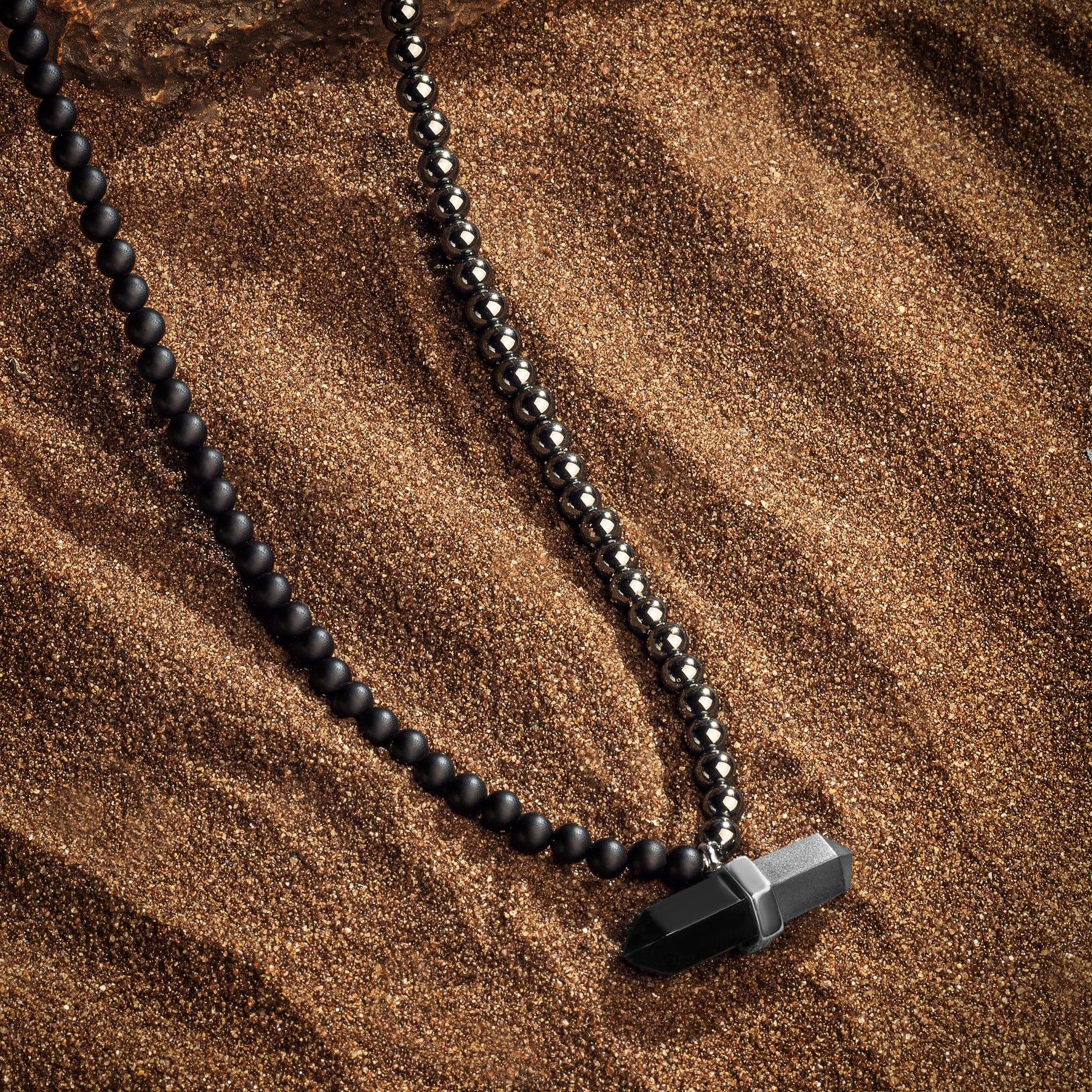 Stabilizing Energy - Hematite Onyx Evil Eye Pointer Necklace - Che Cose Belle