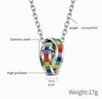 Stainless Steel Rainbow Double Ring LGBTQ Pride Necklace - Che Cose Belle
