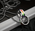 Stainless Steel Rainbow Double Ring LGBTQ Pride Necklace - Che Cose Belle