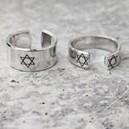 Star of David Open Back Thin Band Ring - Che Cose Belle