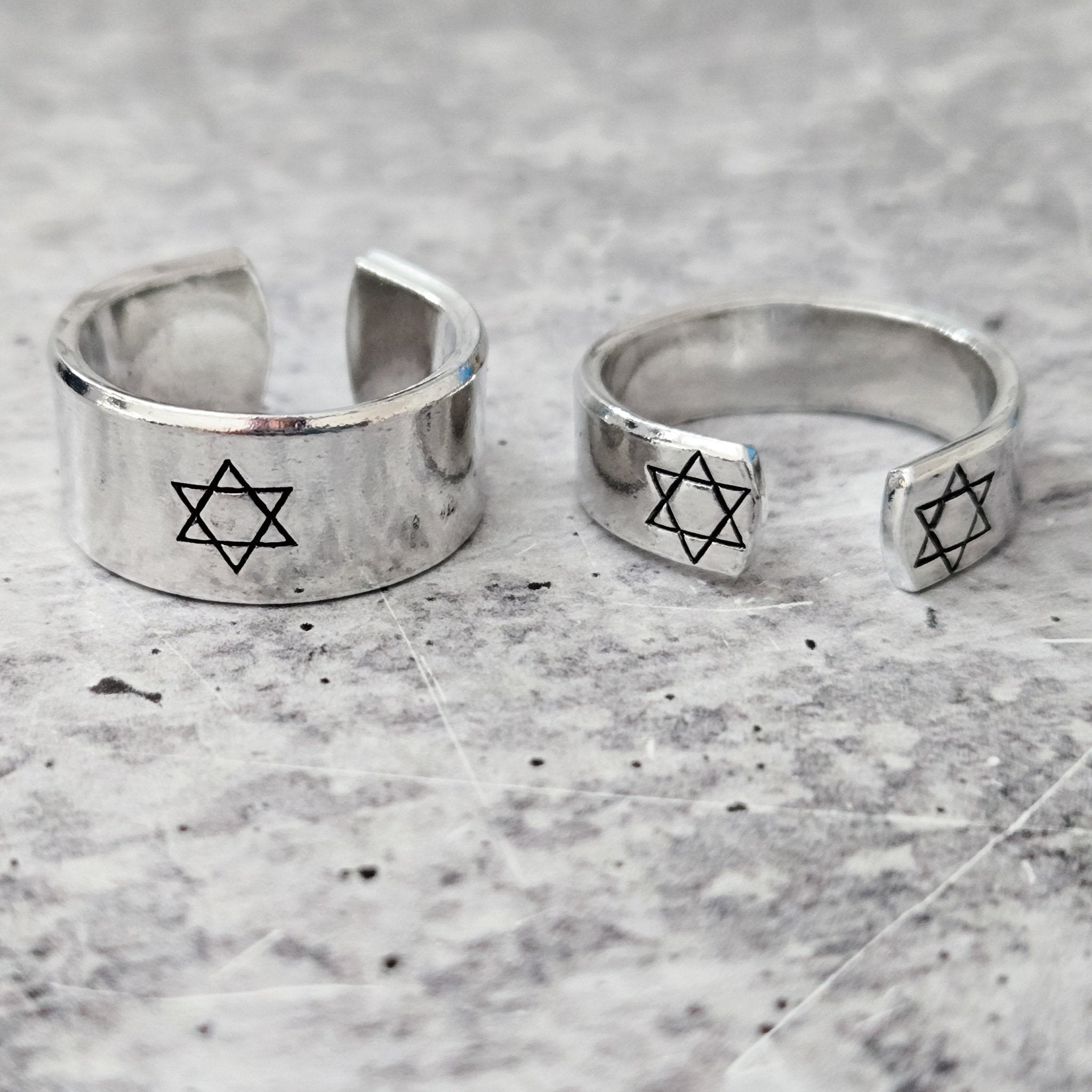 Star of David Open Back Thin Band Ring - Che Cose Belle