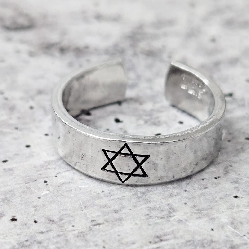 Star of David Open Back Thin Band Ring - Che Cose Belle