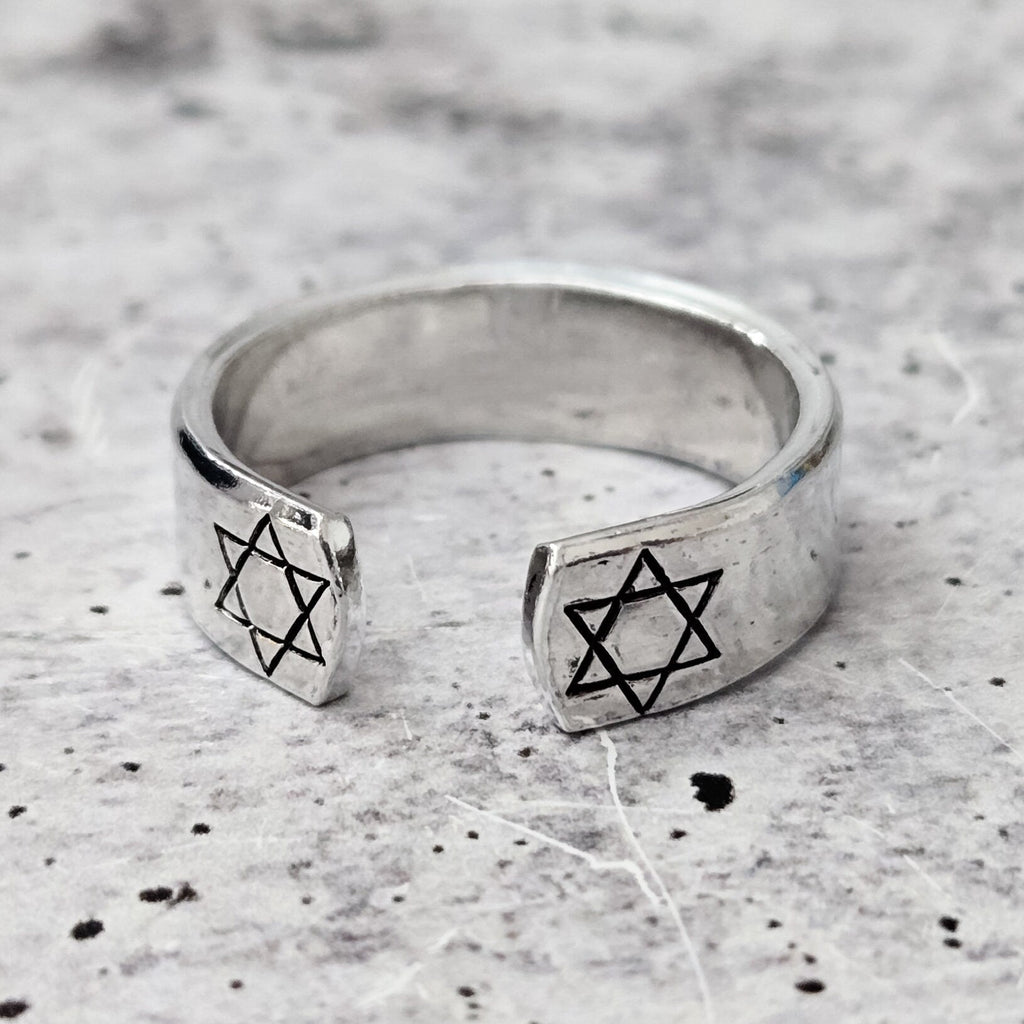 Star of David Open Back Thin Band Ring - Che Cose Belle