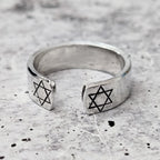 Star of David Open Back Thin Band Ring - Che Cose Belle