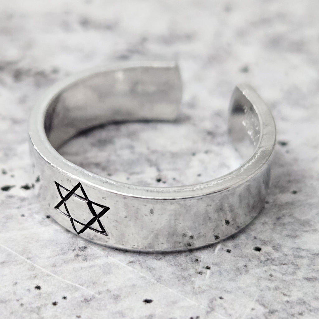 Star of David Open Back Thin Band Ring - Che Cose Belle