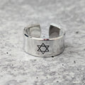 Star of David Open Back Wide Band Ring in Gold or Silver - Che Cose Belle