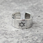 Star of David Open Back Wide Band Ring in Gold or Silver - Che Cose Belle