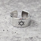 Star of David Open Back Wide Band Ring in Gold or Silver - Che Cose Belle
