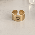 Star of David Open Back Wide Band Ring in Gold or Silver - Che Cose Belle