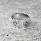 Star of David Open Back Wide Band Ring in Gold or Silver - Che Cose Belle