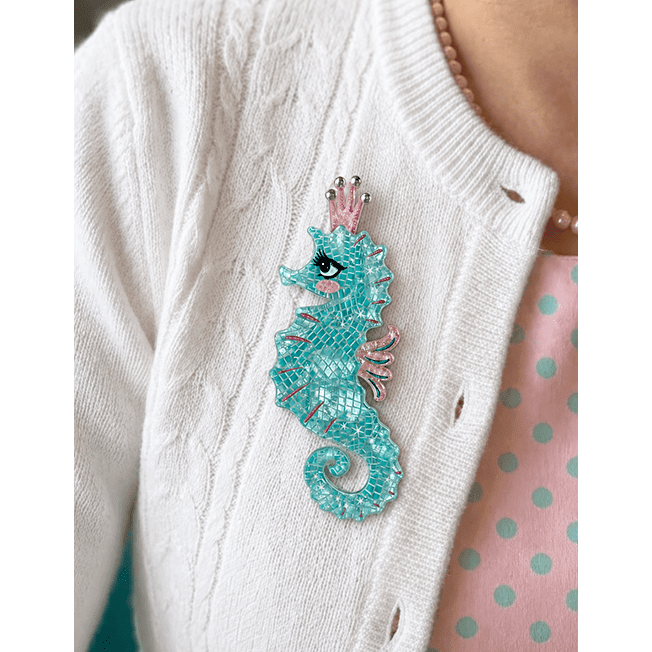 Starla the Seahorse Siren Brooch by Miss Fluff x Lipstick & Chrome - Che Cose Belle